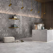Luna Castano Polished Marble Look Porcelain Tiles 600x1200mm in a room setting