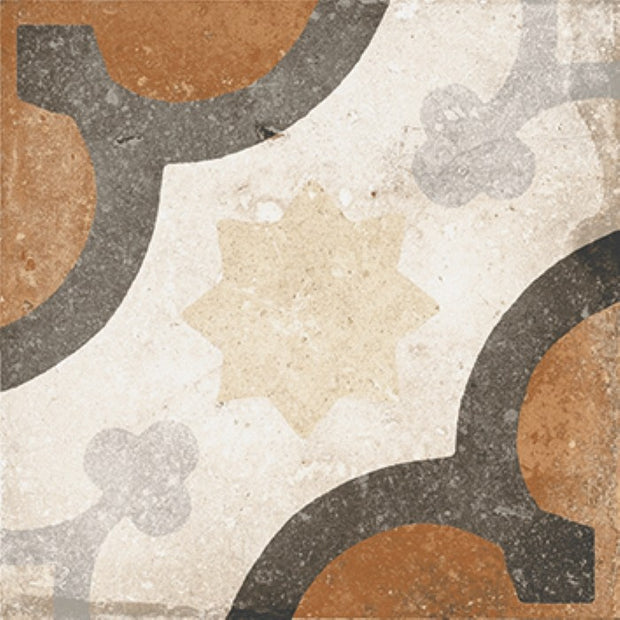 Maioliche Cementine 1 Beige Patterned Matt Porcelain Tiles 200x200mm tile