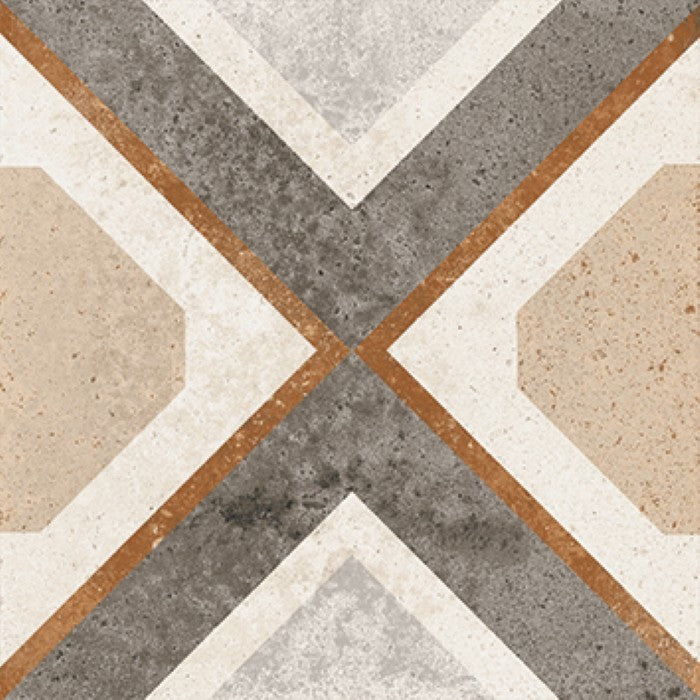 Maioliche Cementine 3 Beige Patterned Matt Porcelain Tiles 200x200mm tile