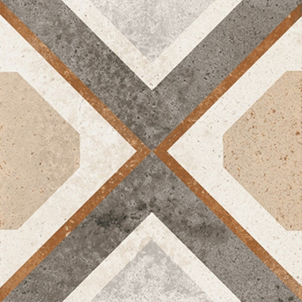Maioliche Cementine 3 Beige Patterned Matt Porcelain Tiles 200x200mm tile