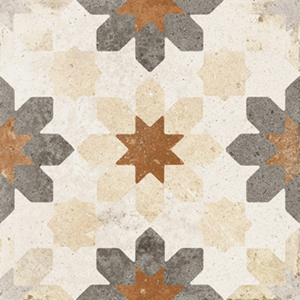 Maioliche Cementine 4 Beige Patterned Matt Porcelain Tiles 200x200mm tile