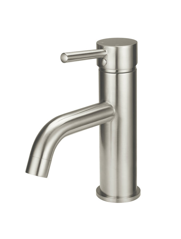 Round Basin Mixer Curved in PVD Brushed Nickel