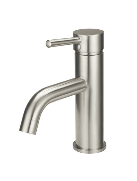 Round Basin Mixer Curved in PVD Brushed Nickel