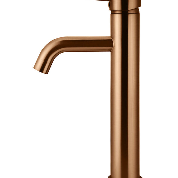 Round Tall Basin Mixer Curved - Lustre Bronze