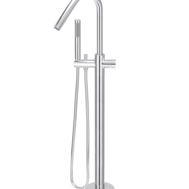 Round Pinless Freestanding Bath Spout and Hand Shower