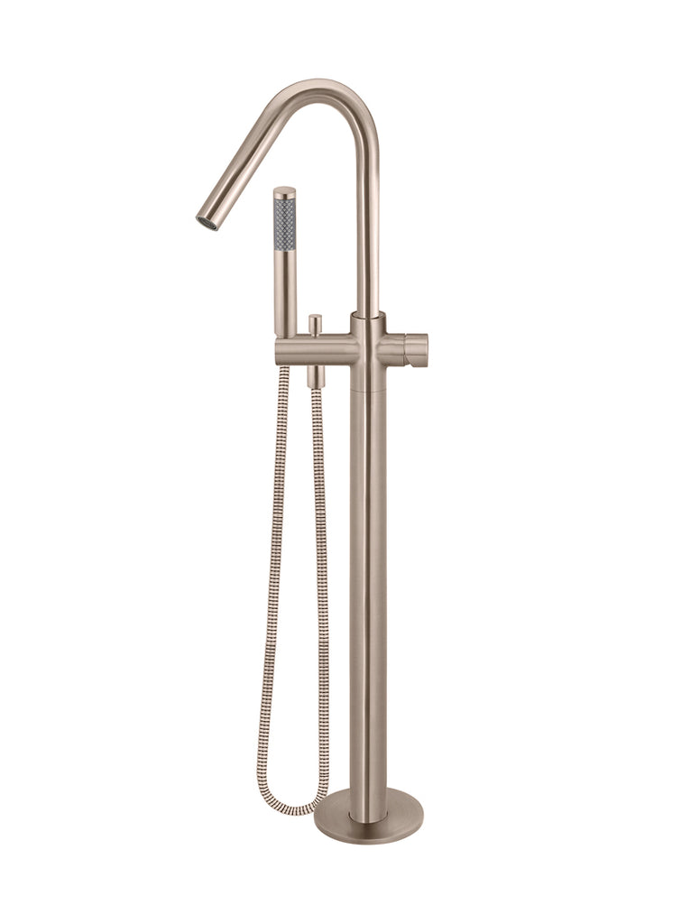 Round Pinless Freestanding Bath Spout and Hand Shower