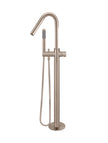 Round Pinless Freestanding Bath Spout and Hand Shower
