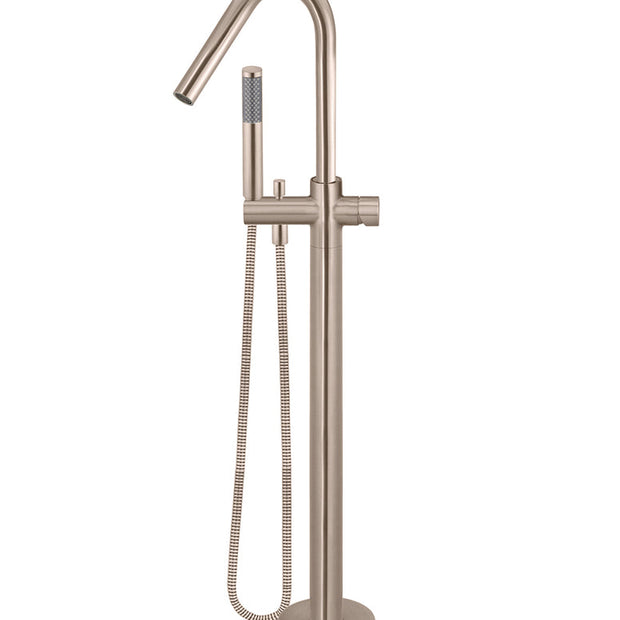 Round Pinless Freestanding Bath Spout and Hand Shower