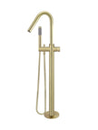 Round Pinless Freestanding Bath Spout and Hand Shower