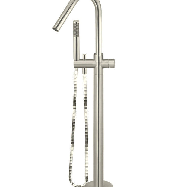 Round Pinless Freestanding Bath Spout and Hand Shower