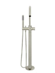 Round Pinless Freestanding Bath Spout and Hand Shower - PVD Brushed Nickel