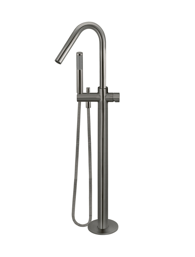 Round Pinless Freestanding Bath Spout and Hand Shower