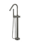 Round Pinless Freestanding Bath Spout and Hand Shower