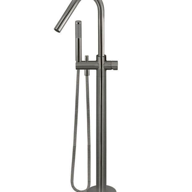 Round Pinless Freestanding Bath Spout and Hand Shower