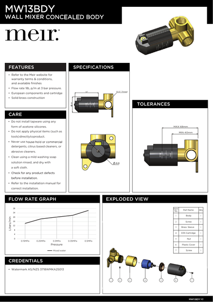 Meir specification sheet