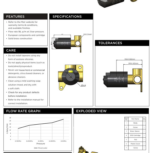 Meir specification sheet
