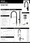 Meir Square Flexible Kitchen Mixer Tap, Matte Black