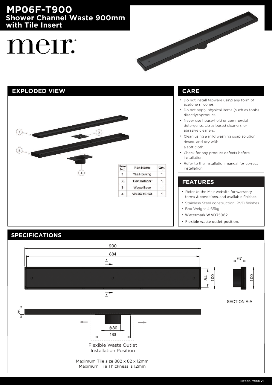 Meir specification sheet