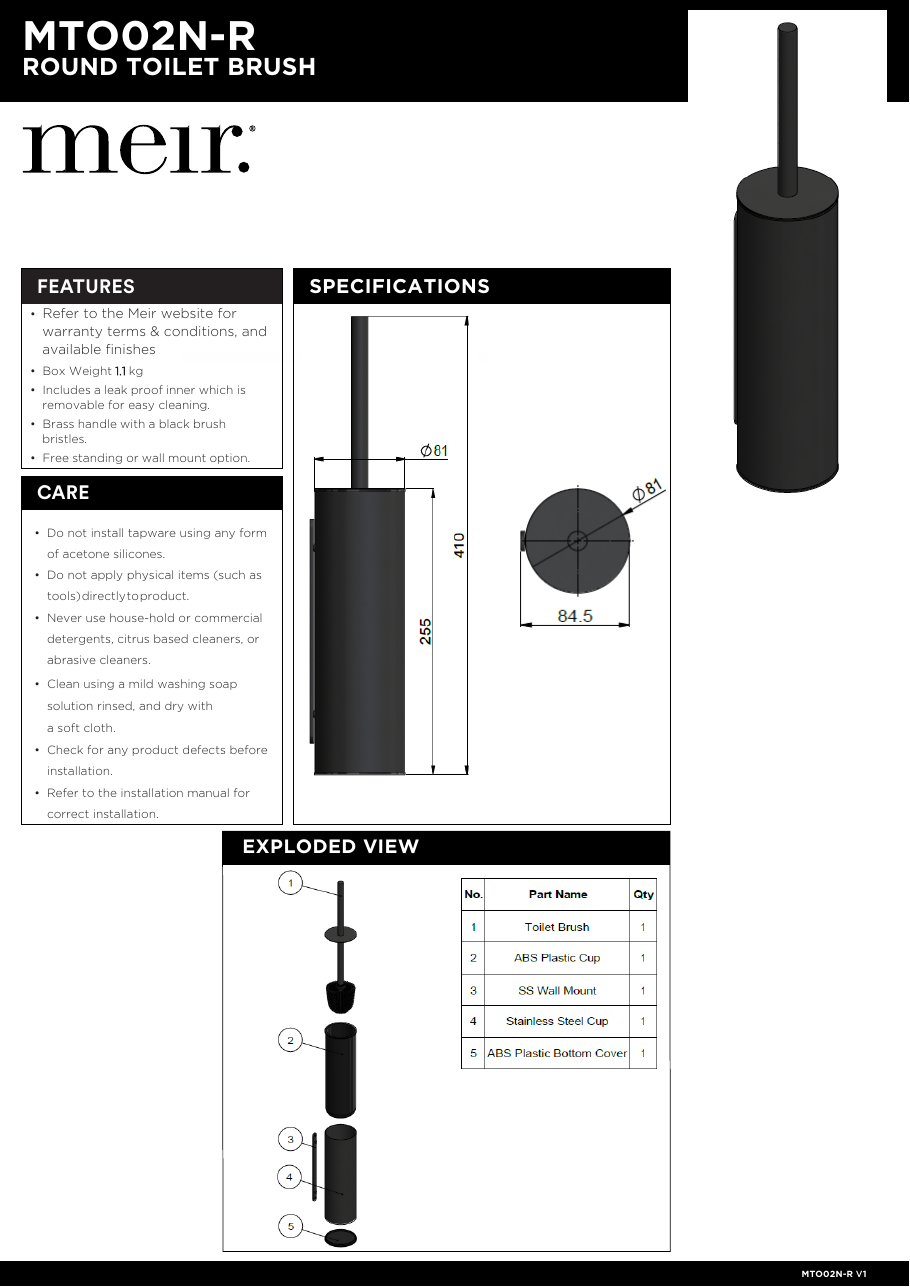 Meir specification sheet