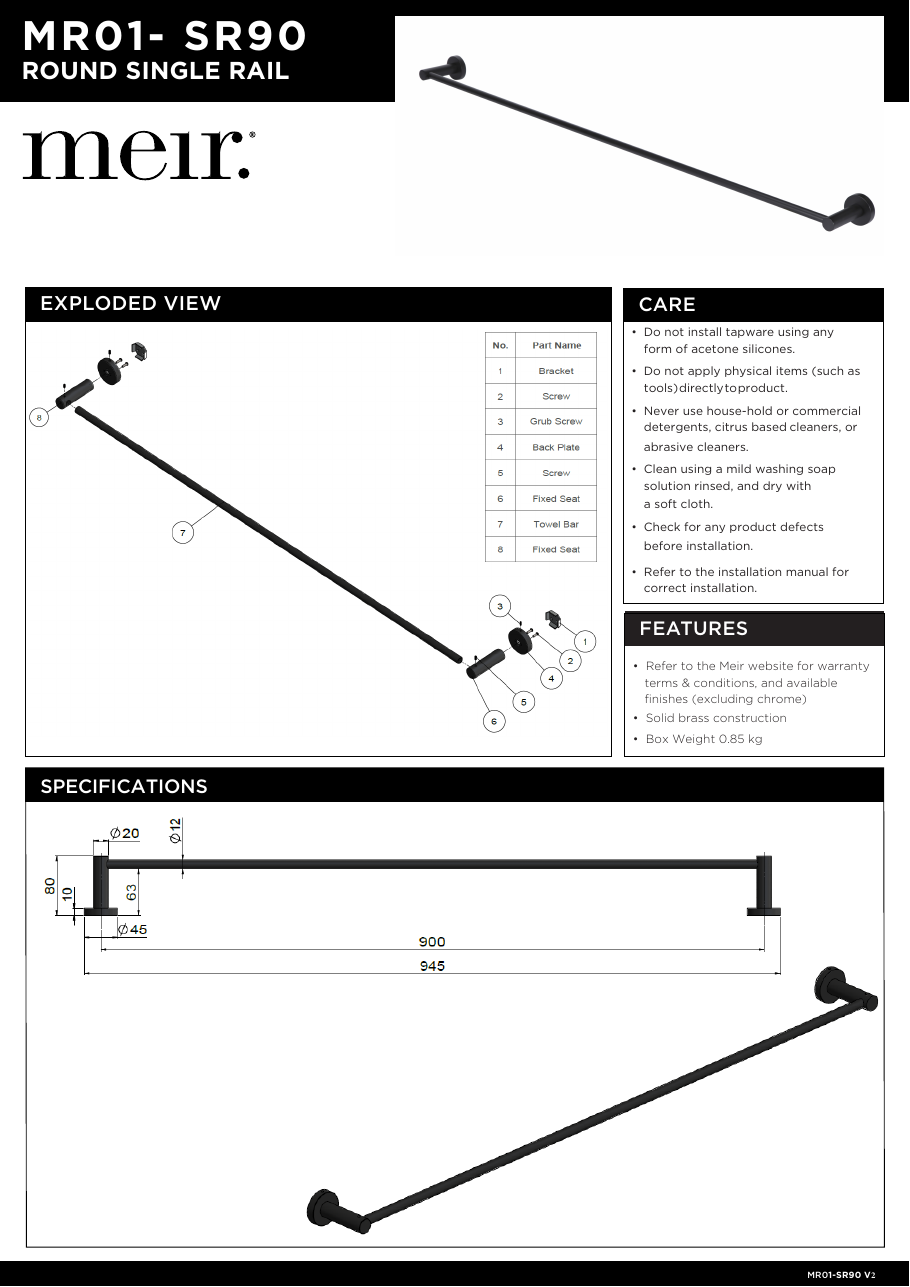 Meir specification sheet