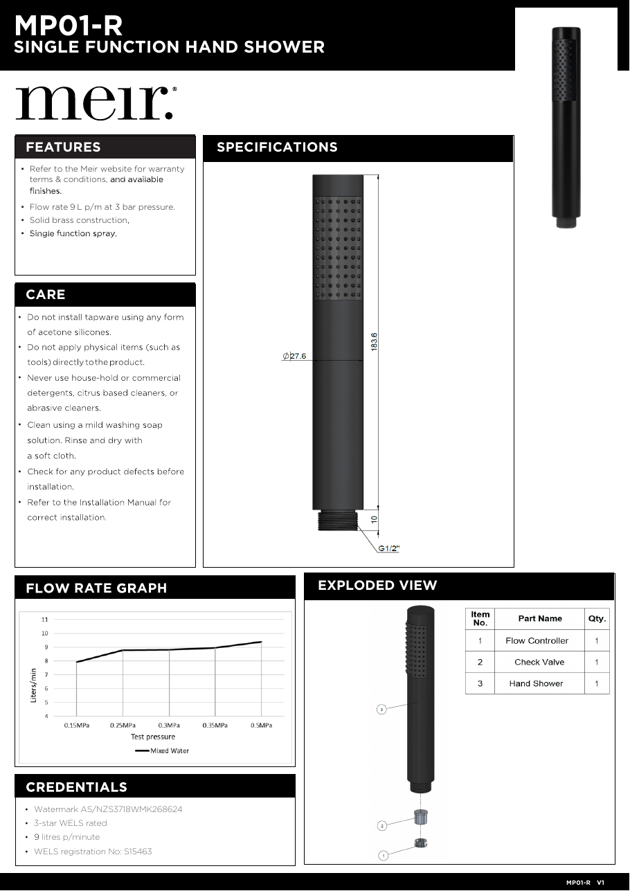 Meir specification sheet