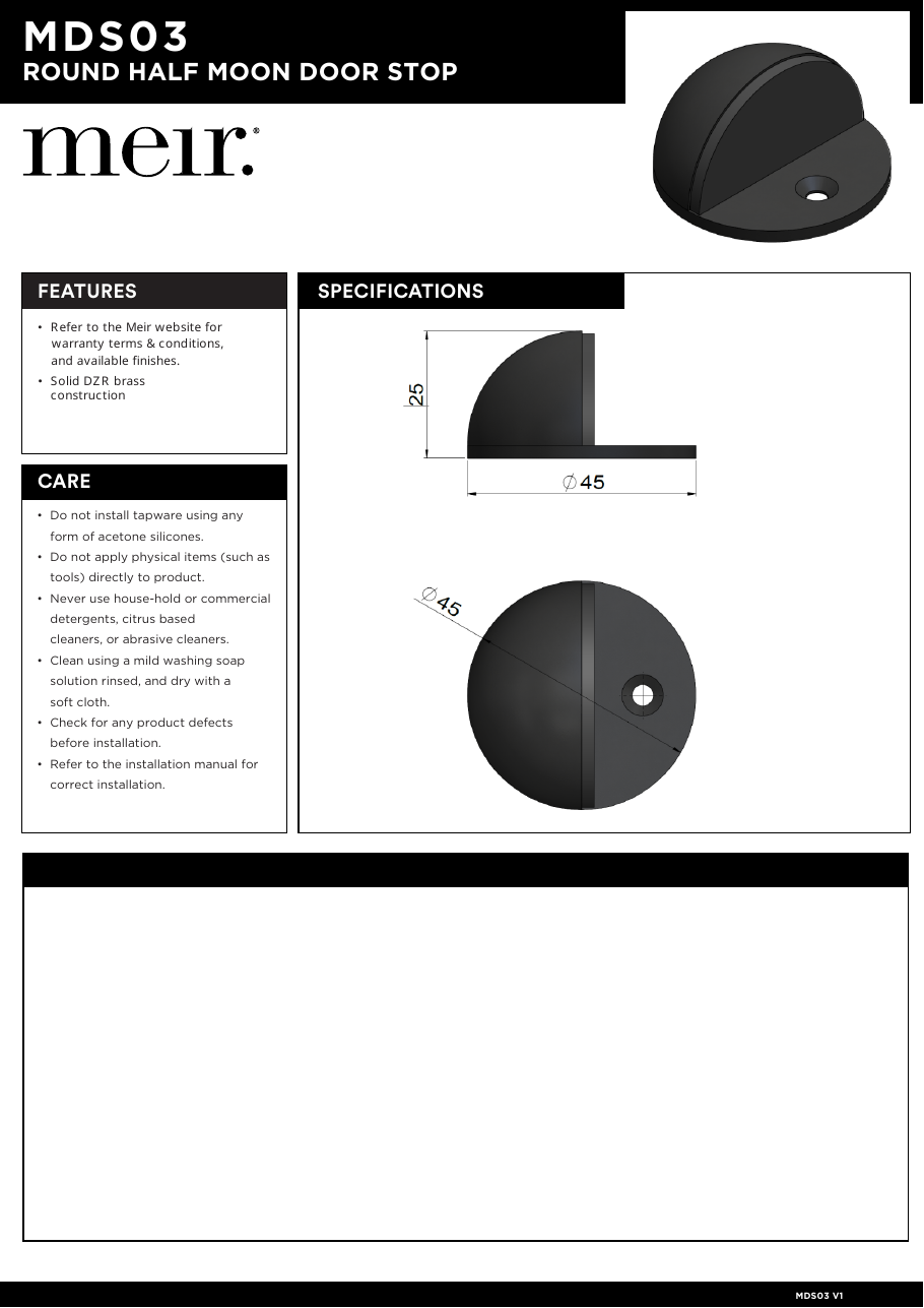 Meir specification sheet