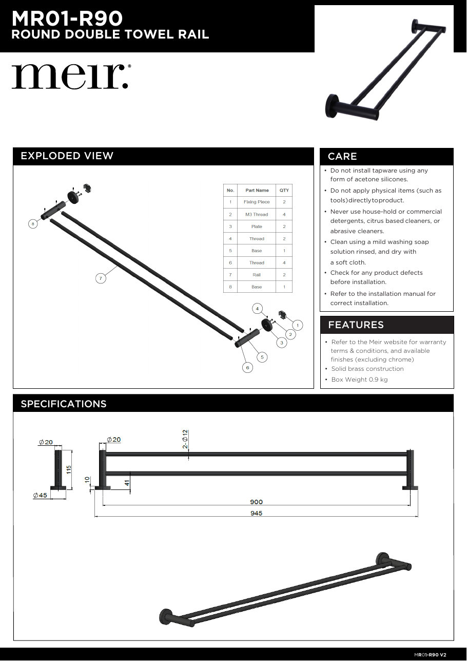 Meir specification sheet