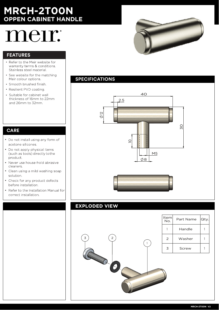 Meir specification sheet