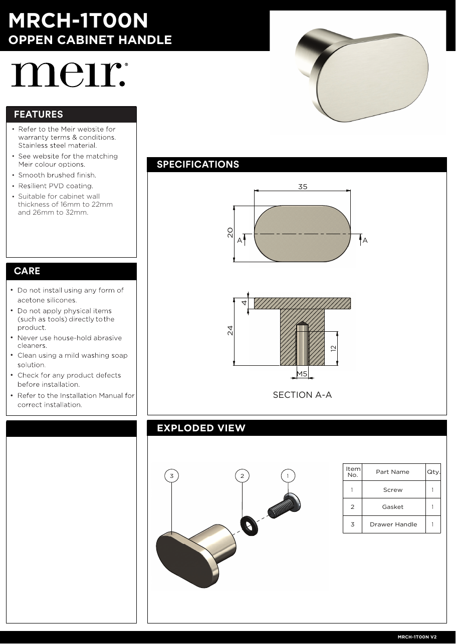 Meir specification sheet