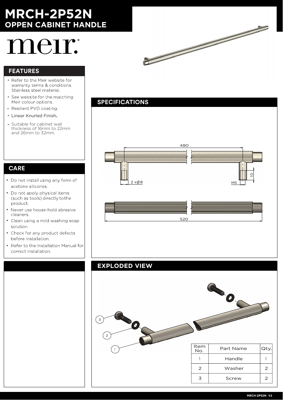 Meir specification sheet