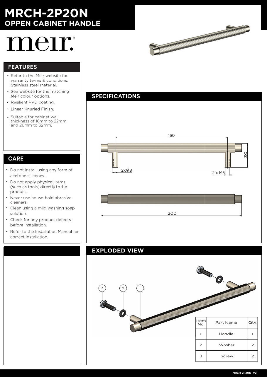 Meir specification sheet