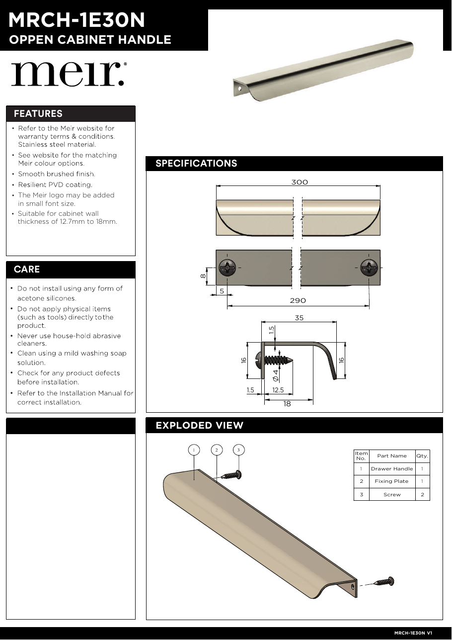 Meir specification sheet
