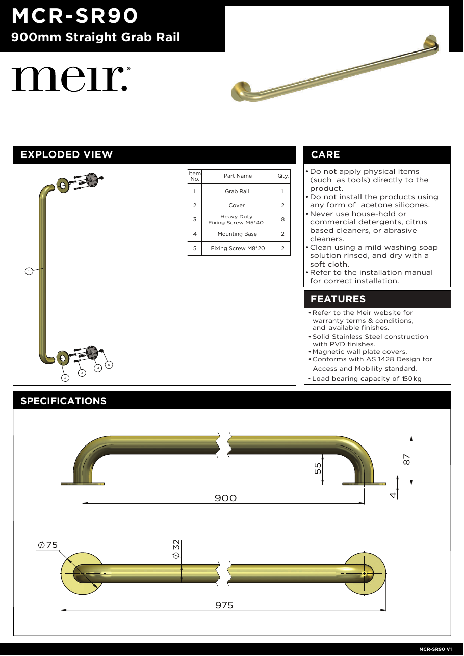 Meir specification sheet