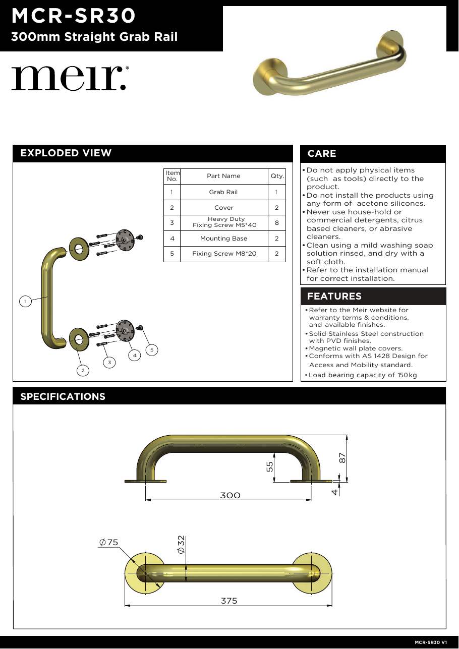 Meir specification sheet
