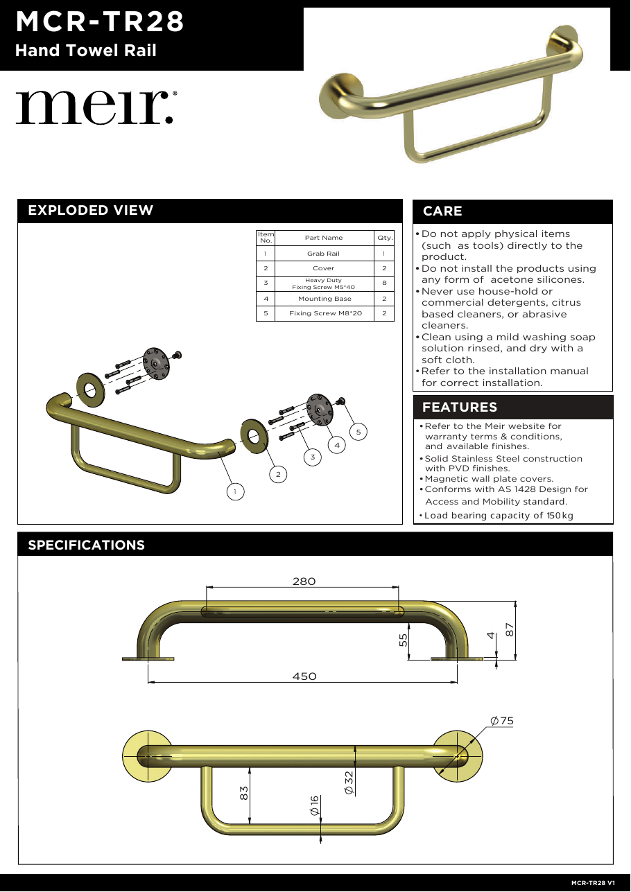 Meir specification sheet