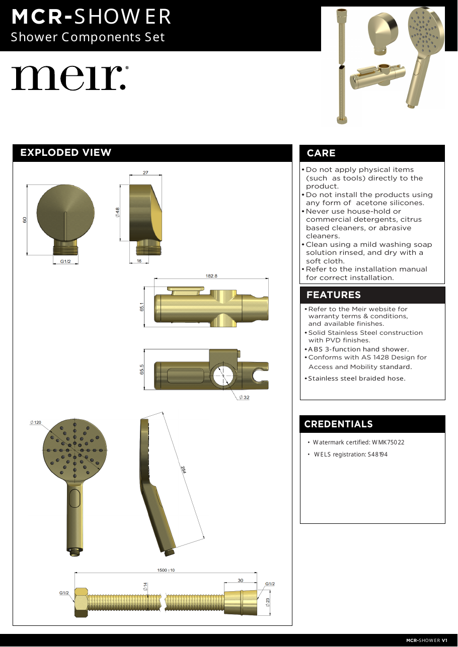 Meir specification sheet