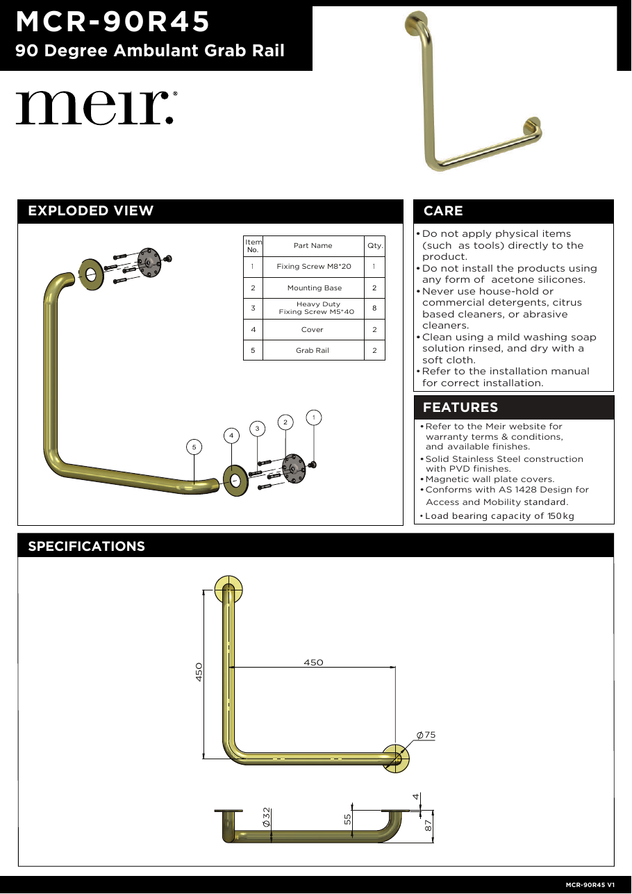 Meir specification sheet