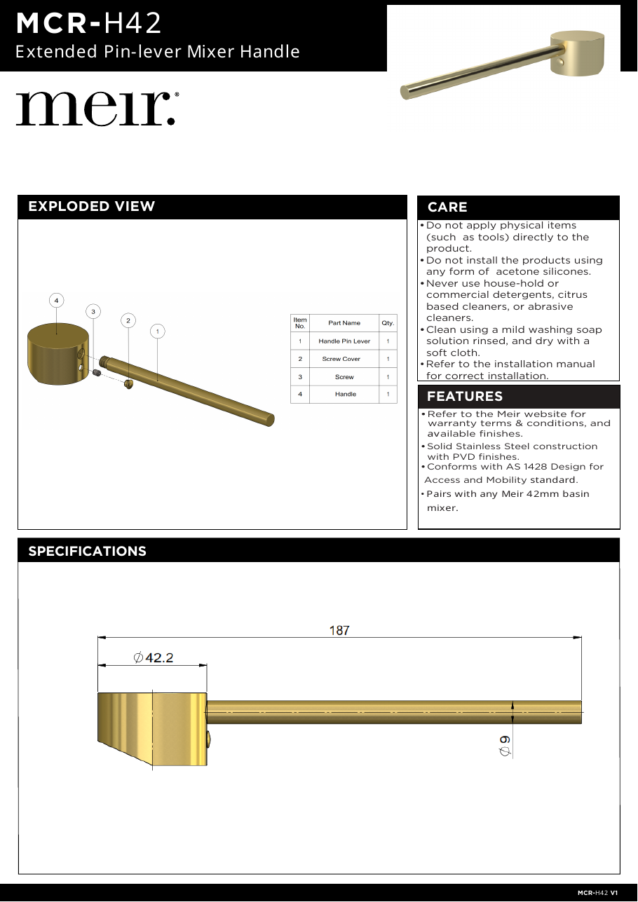 Meir specification sheet