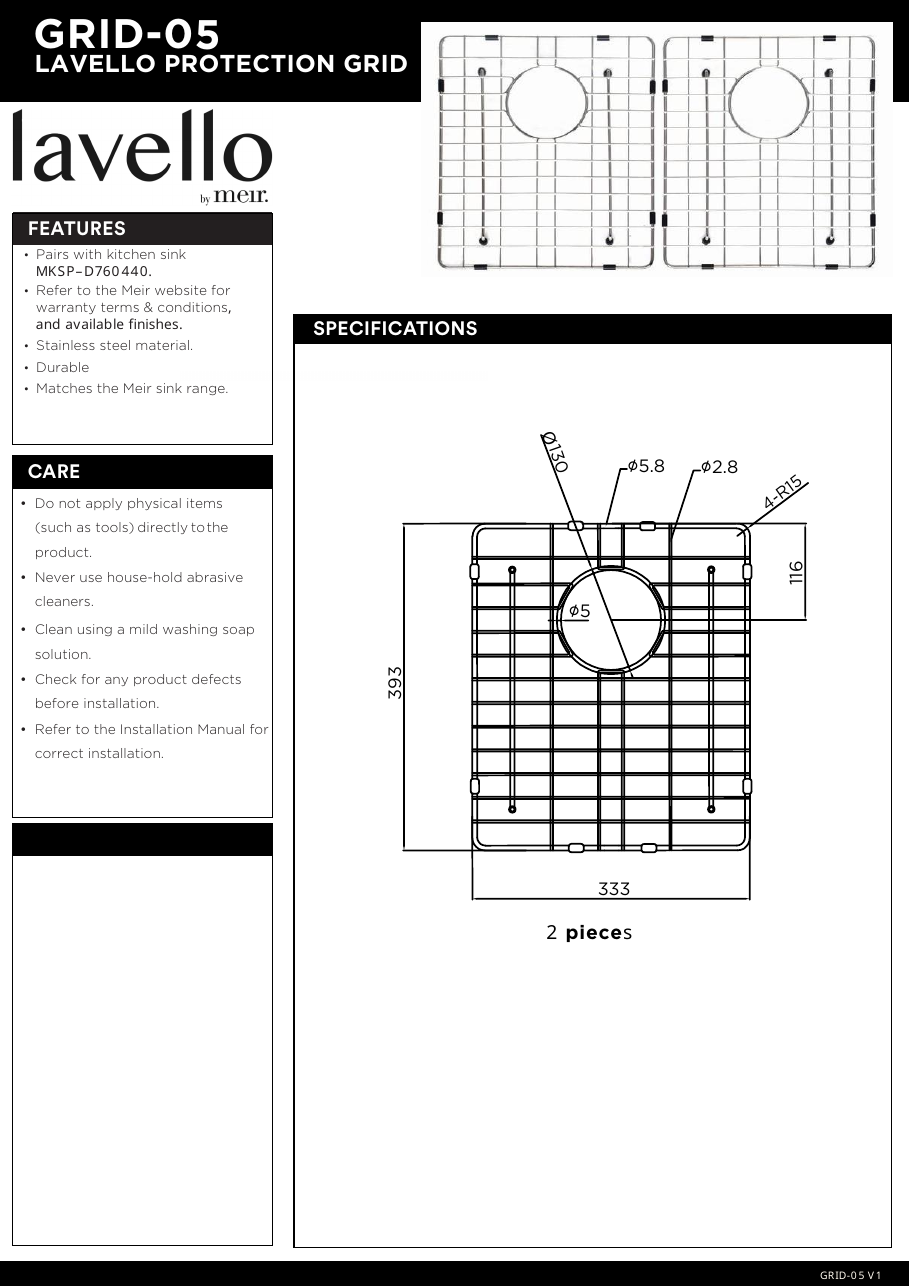 Meir specification sheet