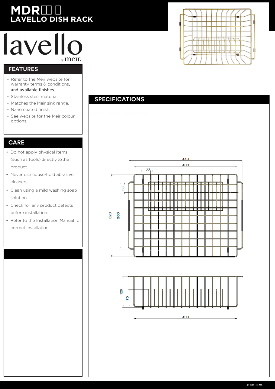 Meir specification sheet