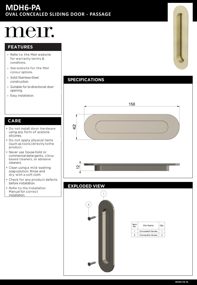 Meir specification sheet