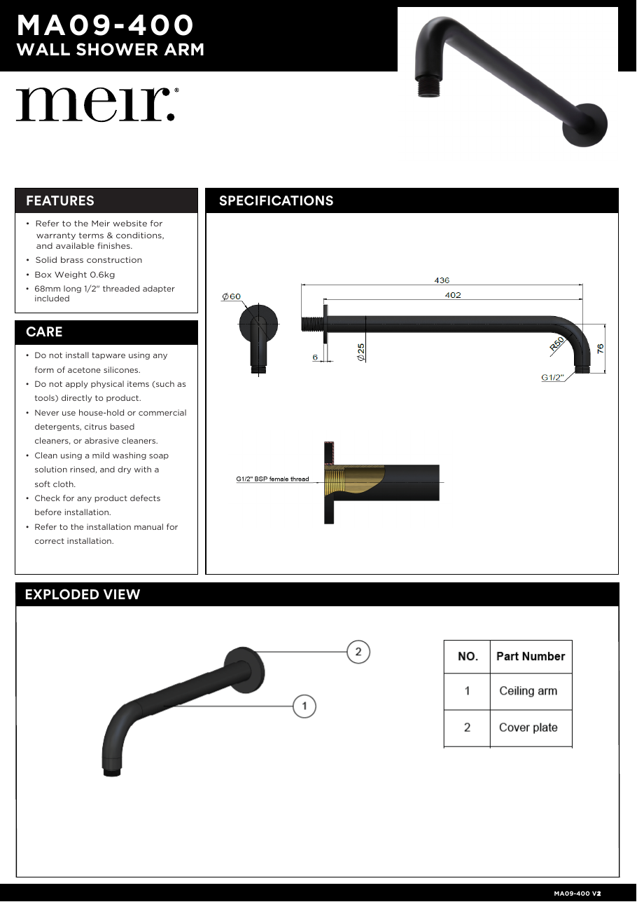 Meir specification sheet