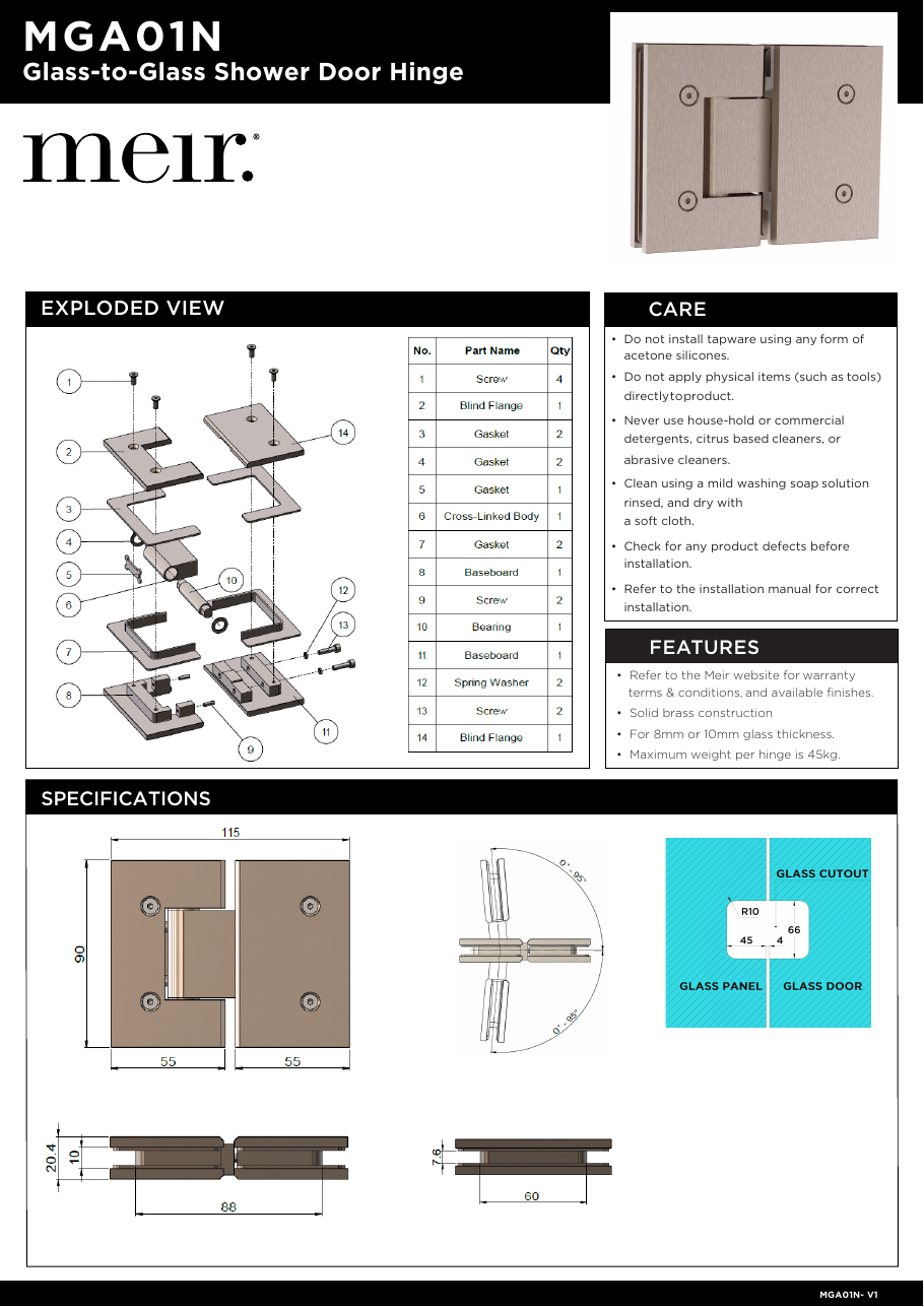 Meir specification sheet