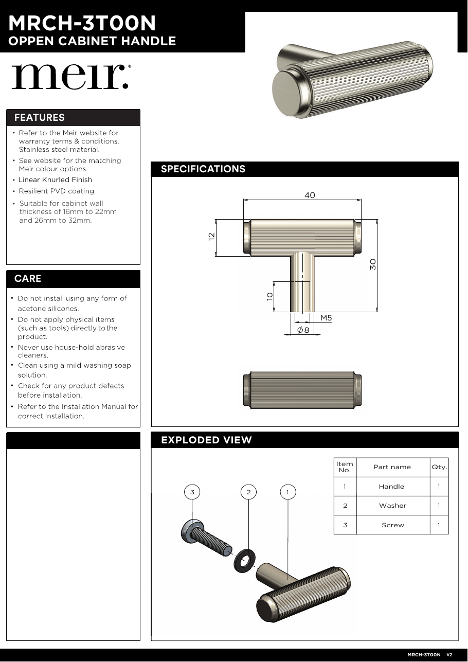 Meir specification sheet