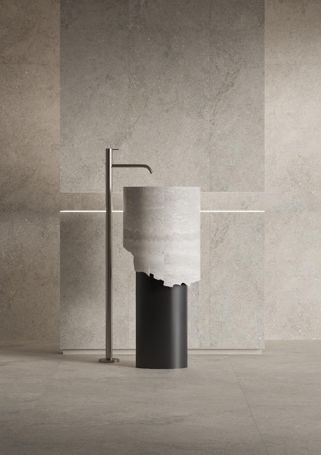 Milano Beige Matt Stone Look Porcelain Tiles 300x600mm in a room setting