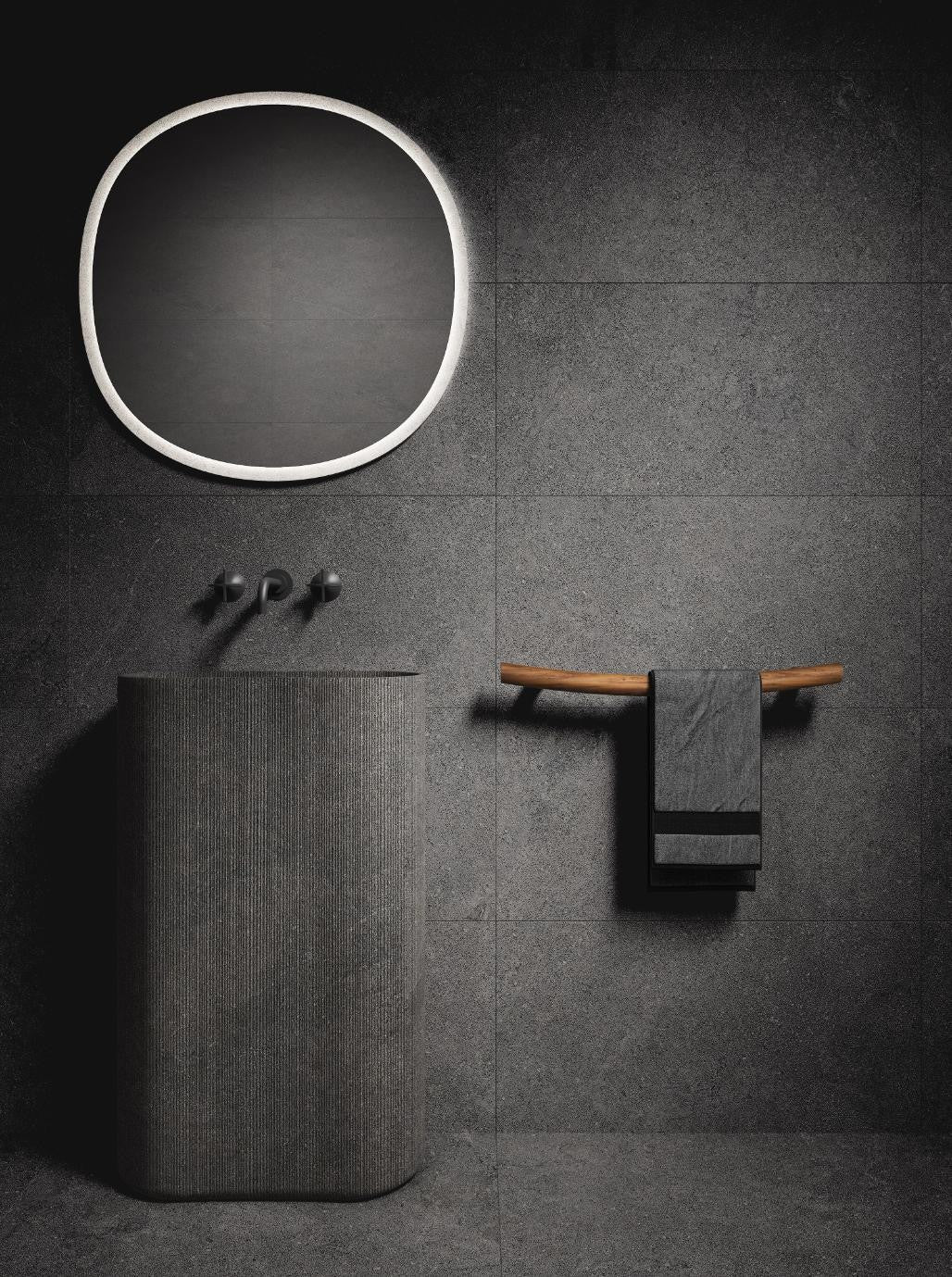Milano Grey Matt Stone Look Porcelain Tiles 600x600mm in a room setting