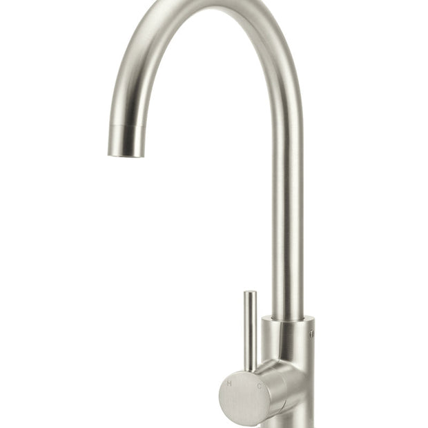 Round Gooseneck Kitchen Mixer Tap - PVD Brushed Nickel