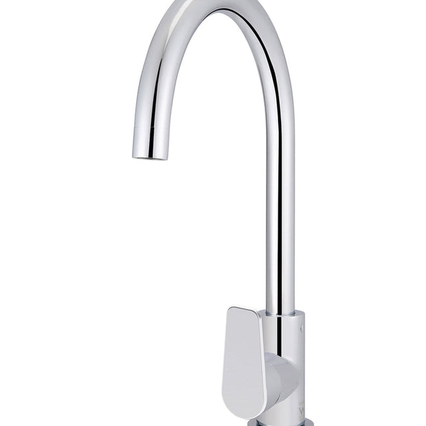 Round Gooseneck Kitchen Mixer Tap with Paddle Handle
