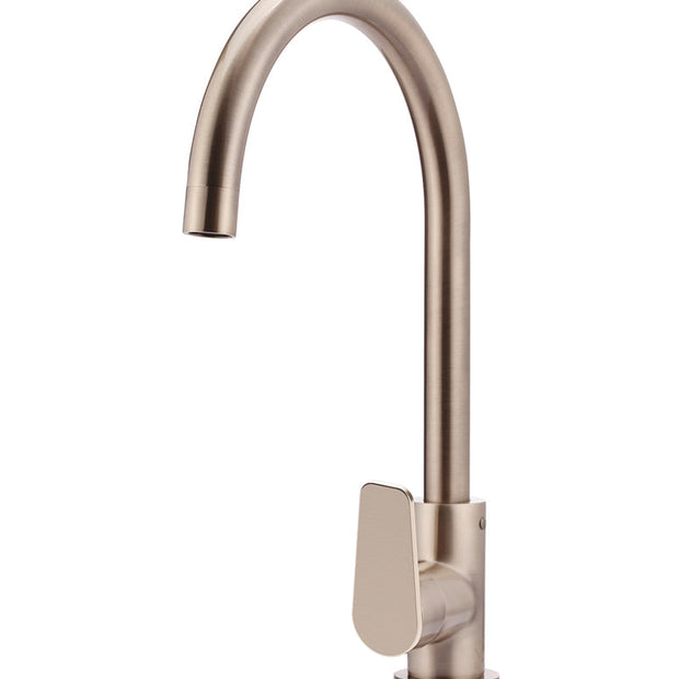 Round Gooseneck Kitchen Mixer Tap with Paddle Handle