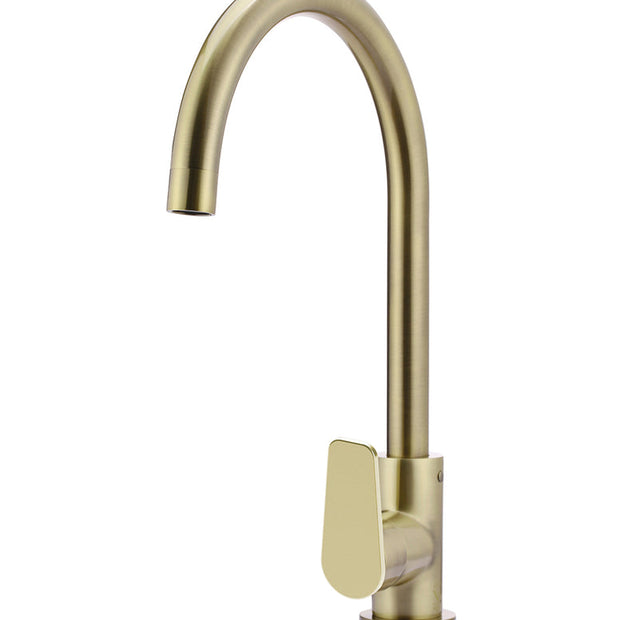 Round Gooseneck Kitchen Mixer Tap with Paddle Handle